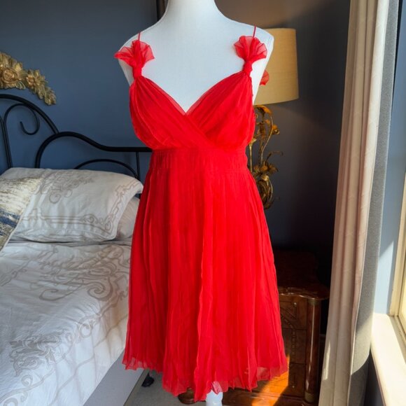 Red 100% Silk Club Monaco Mini Cocktail Dress - Picture 3 of 15